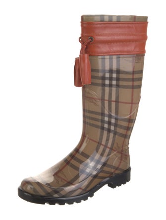 Burberry Haymarket Check Pattern Rubber Rain Boots