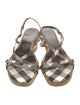Burberry Nova Check Pattern Canvas T-Strap Sandals
