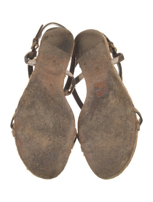 Burberry Nova Check Pattern Canvas T-Strap Sandals