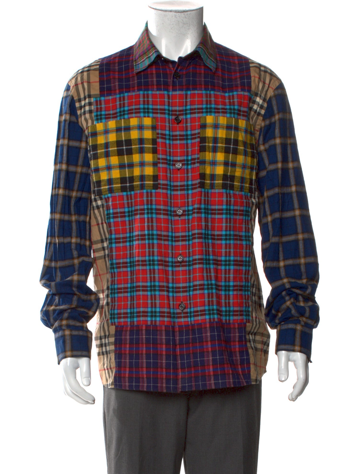 Burberry Plaid Print Long Sleeve Shirt