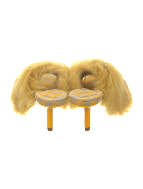 Burberry Shearling Leather Trim Embellishment Slides