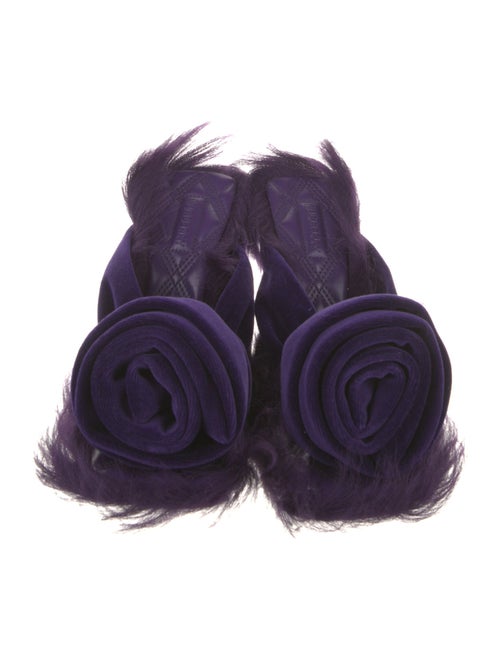 Burberry Velvet Fur Trim Slingback Sandals