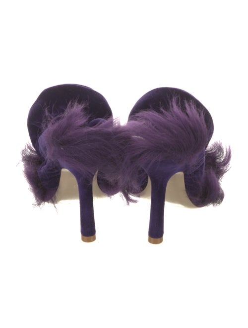 Burberry Velvet Fur Trim Slingback Sandals