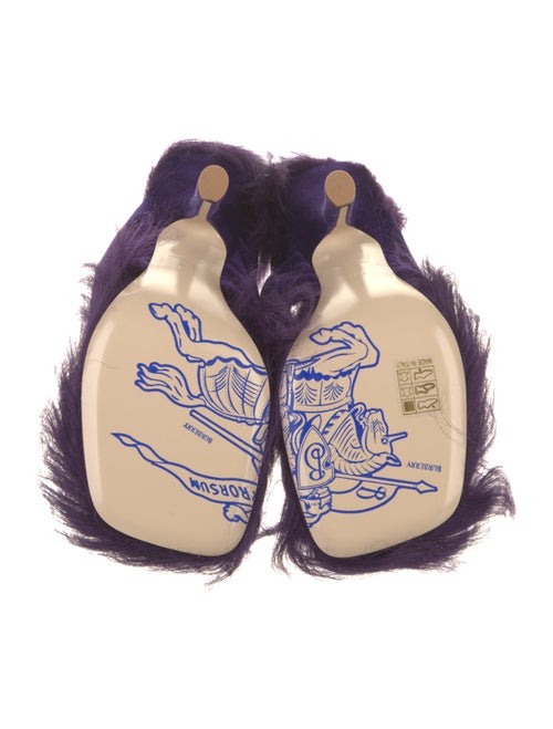 Burberry Velvet Fur Trim Slingback Sandals