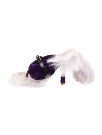 Burberry Faux Fur Animal Print Slingback Sandals