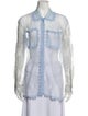 Burberry Lace Pattern Long Sleeve Button-Up Top