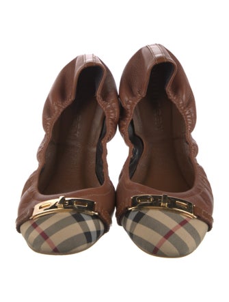 Burberry House Check Pattern Leather Ballet Flats