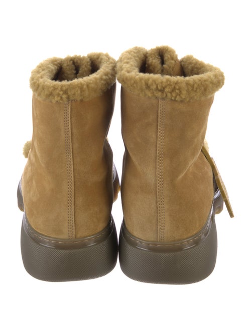 Burberry Suede Fur Trim Lace-Up Boots