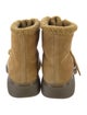 Burberry Suede Fur Trim Lace-Up Boots