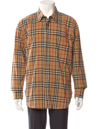 Burberry Plaid Print Long Sleeve Shirt