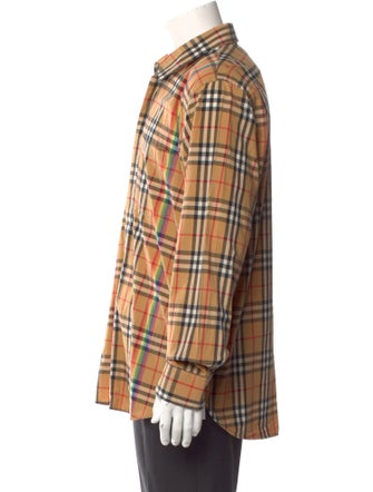 Burberry Plaid Print Long Sleeve Shirt