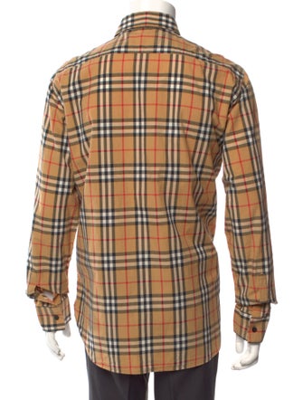 Burberry Plaid Print Long Sleeve Shirt