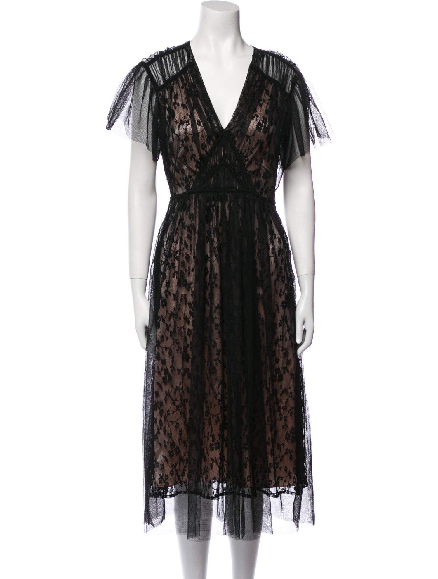 Burberry Lace Pattern Midi Length Dress