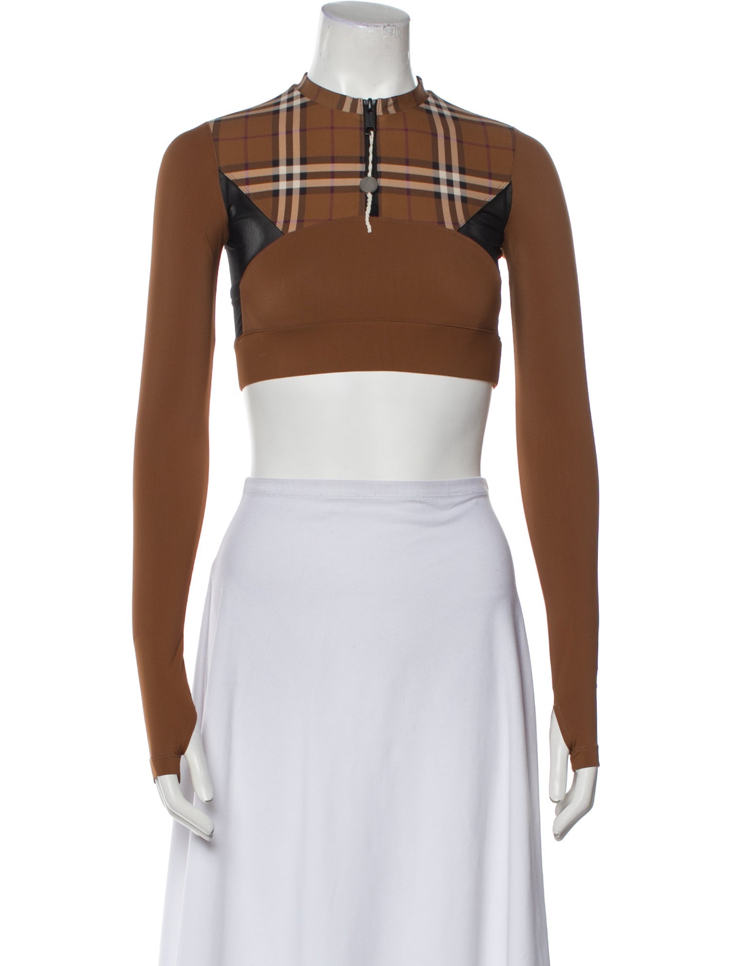 Burberry Mock Neck Long Sleeve Crop Top