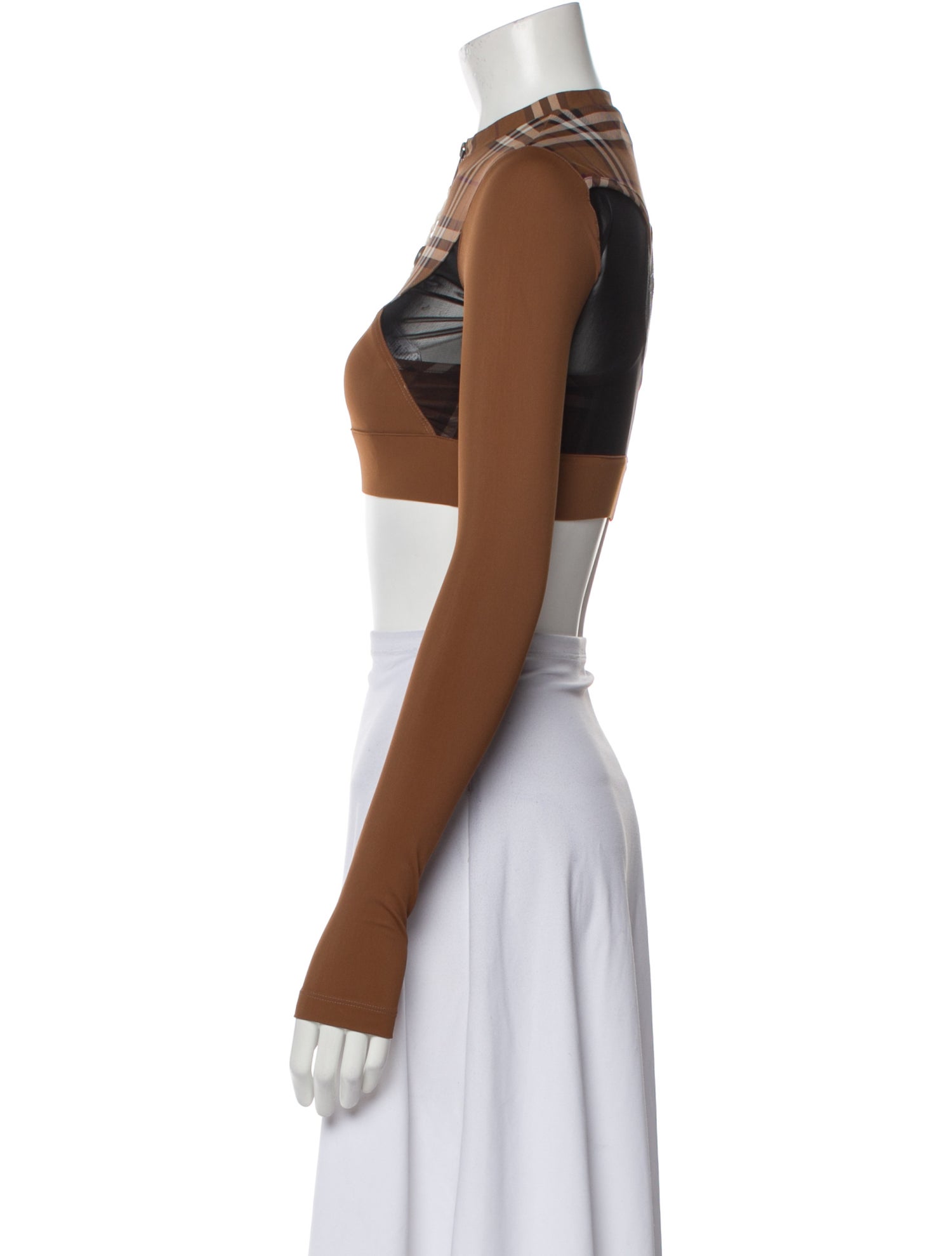 Burberry Mock Neck Long Sleeve Crop Top