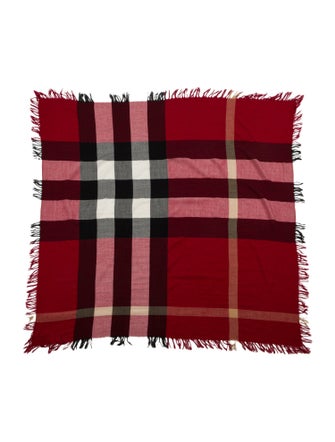 Burberry Wool Plaid Print Scarf