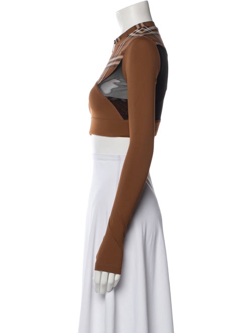 Burberry Mock Neck Long Sleeve Crop Top
