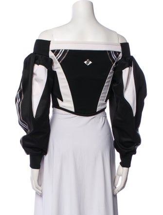 Burberry Off-The-Shoulder Long Sleeve Crop Top