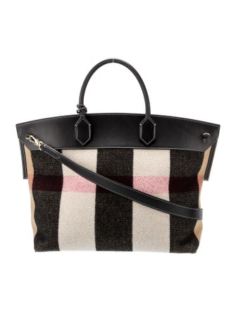Burberry Exploded Check Society Top Handle Bag