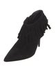 Burberry Suede Fringe Trim Accent Lace-Up Boots