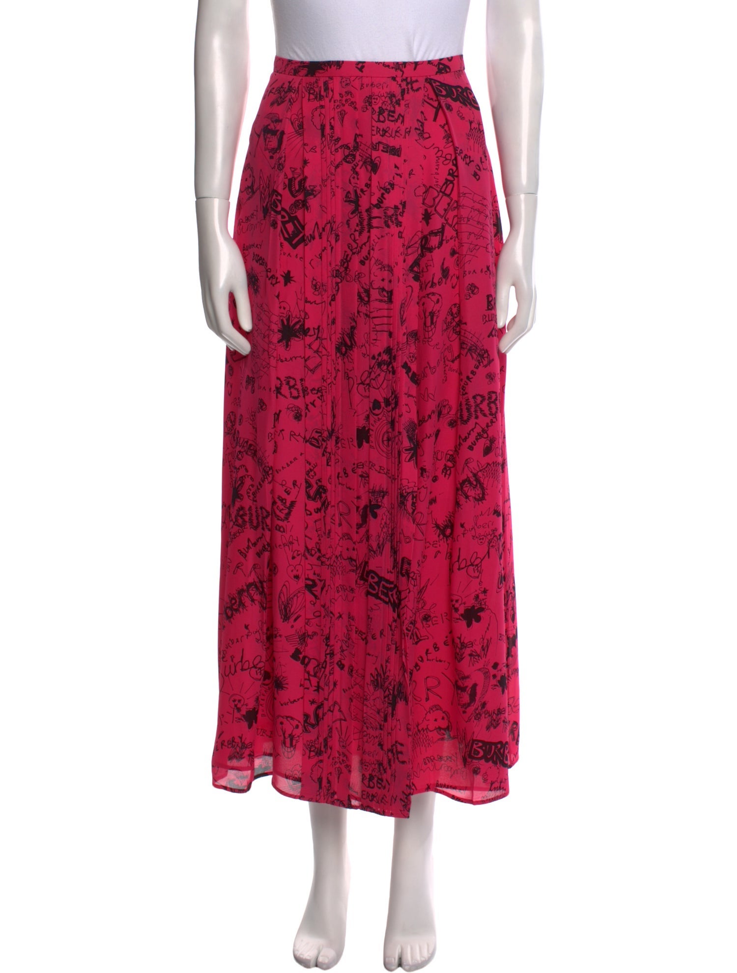 Burberry Silk Midi Length Skirt