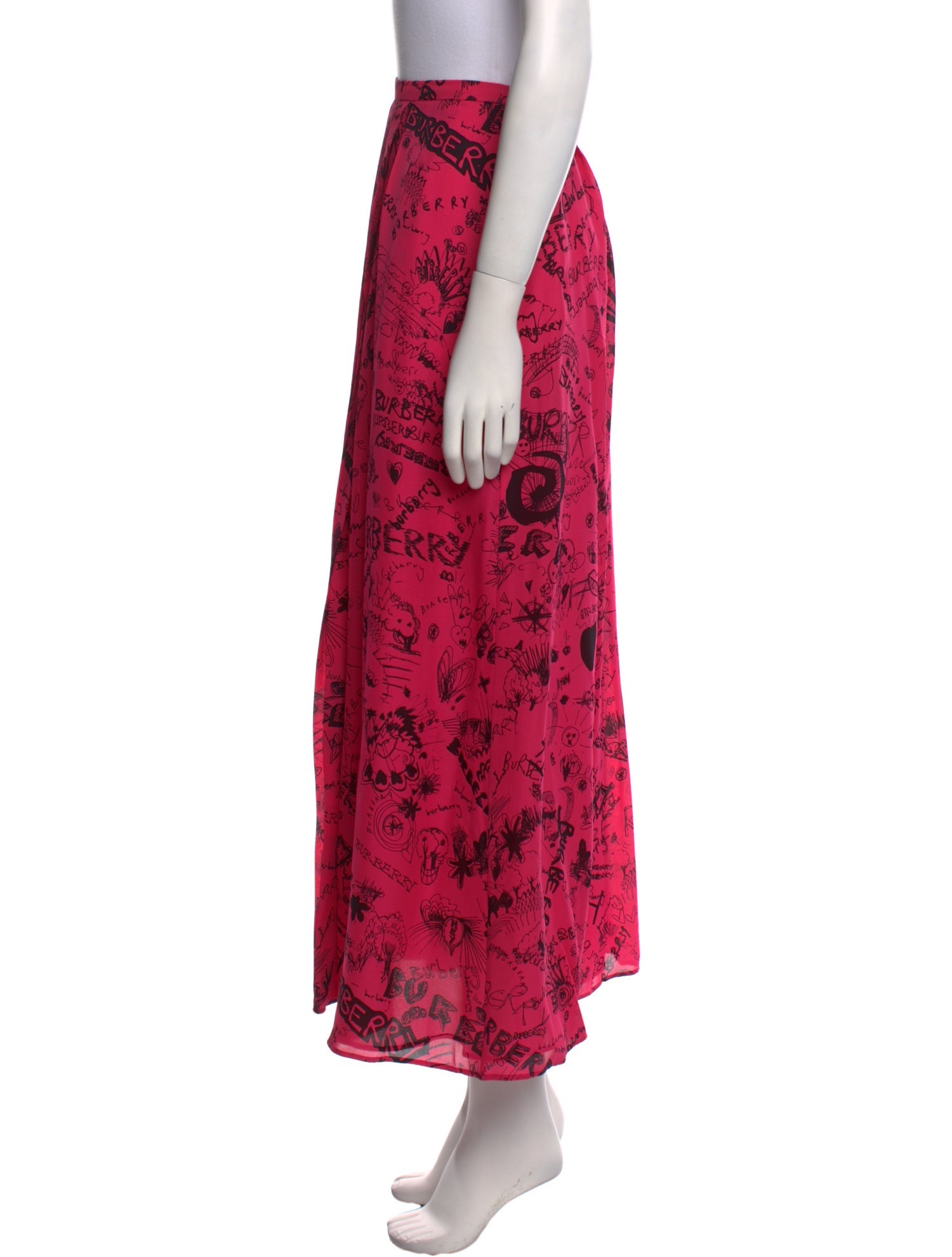 Burberry Silk Midi Length Skirt