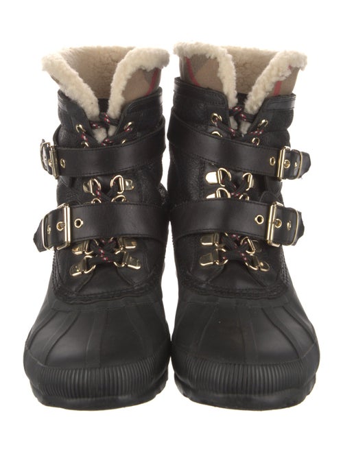 Burberry House Check Pattern Leather Lace-Up Boots