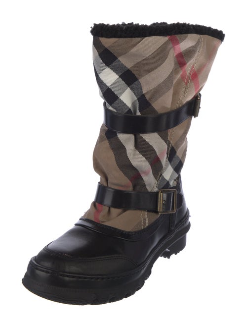 Burberry House Check Pattern Leather Snow Boots