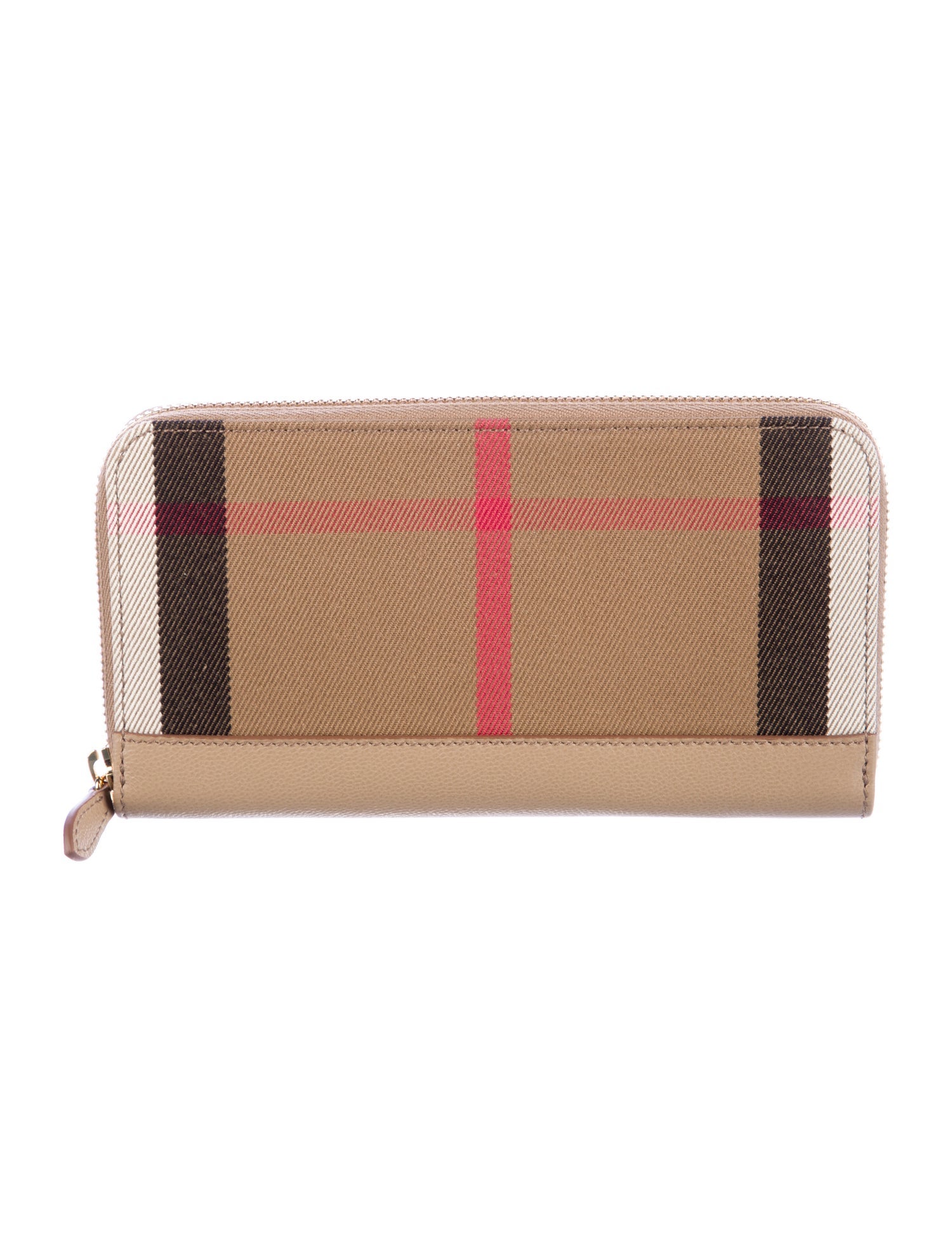 Burberry Canvas Plaid Print Continental Wallet