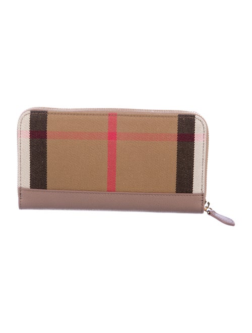 Burberry Canvas Plaid Print Continental Wallet