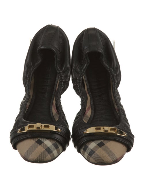 Burberry Nova Check Pattern Leather Ballet Flats