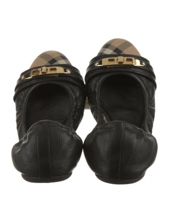 Burberry Nova Check Pattern Leather Ballet Flats