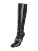 Burberry Patent Leather Chain-Link Accents Lace-Up Boots