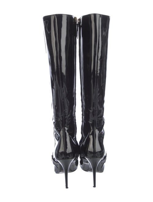 Burberry Patent Leather Chain-Link Accents Lace-Up Boots