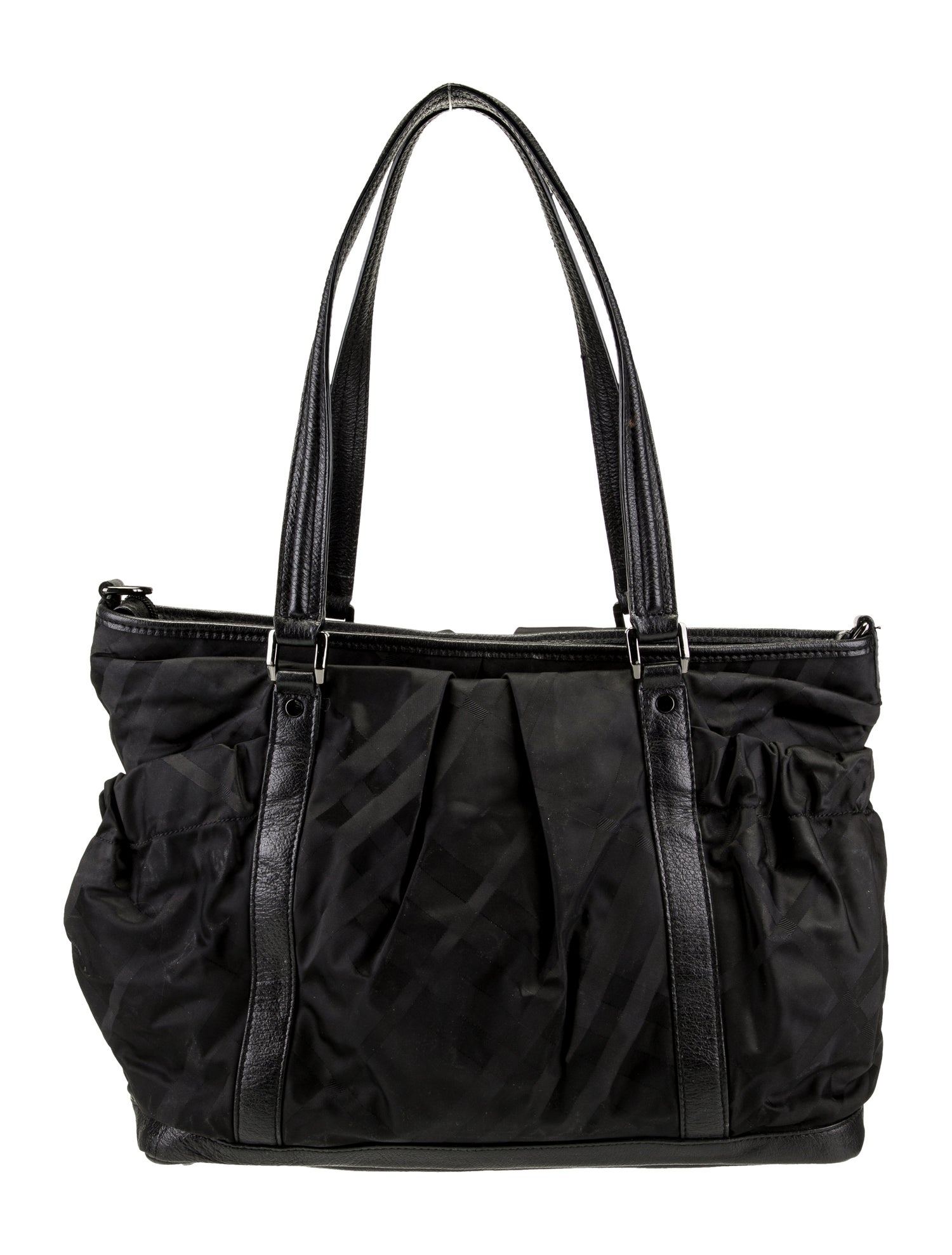 Burberry Leather-Trimmed Nylon Diaper Bag