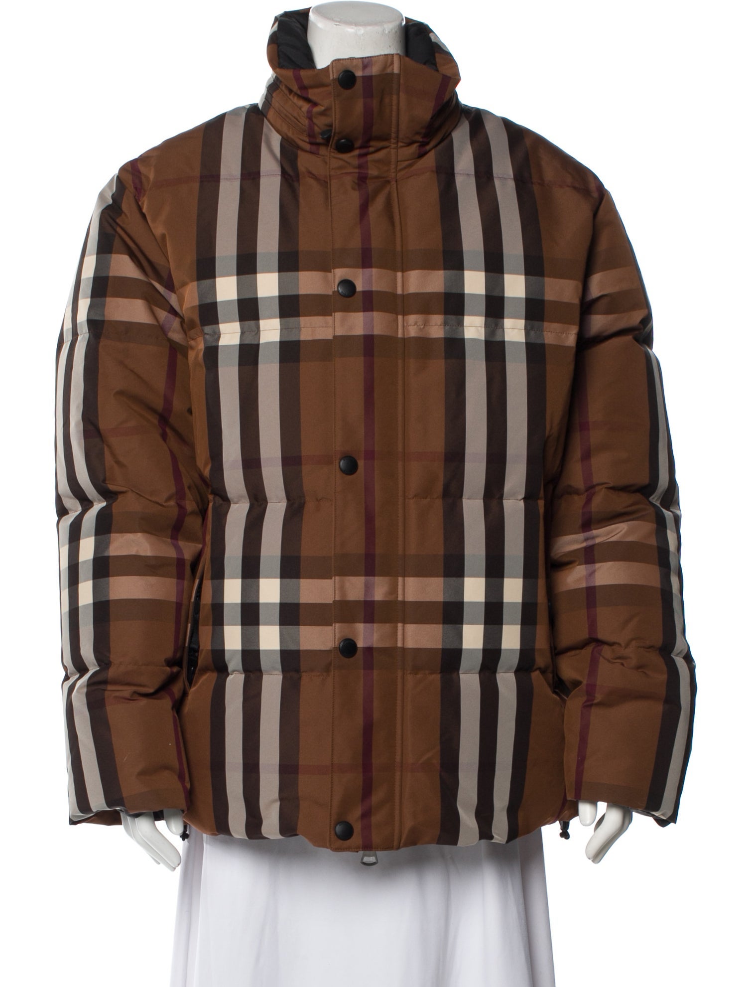 Burberry Plaid Print Down Jacket