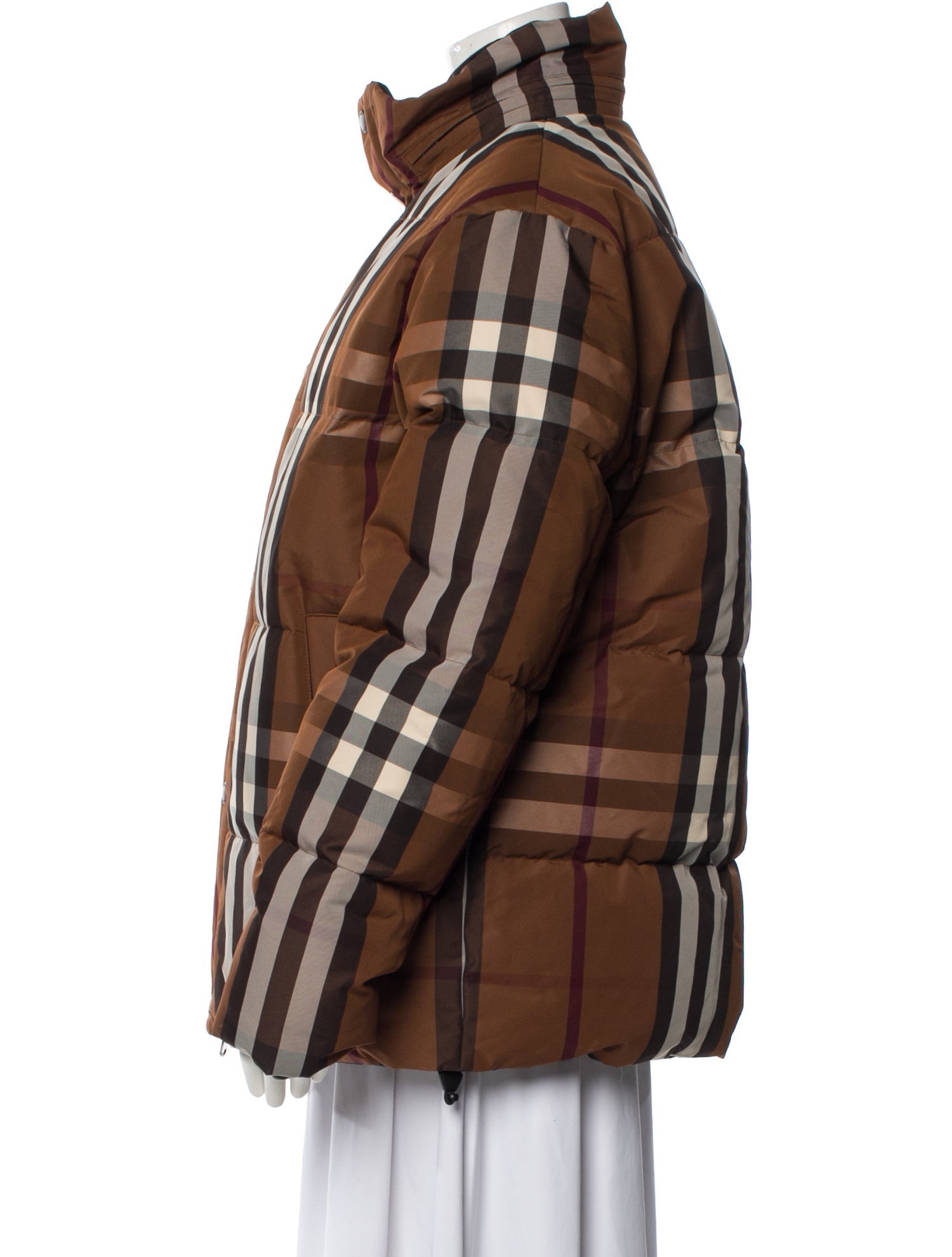 Burberry Plaid Print Down Jacket