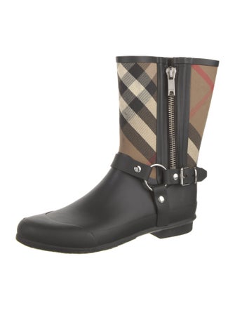 Burberry Nova Check Pattern Rubber Rain Boots