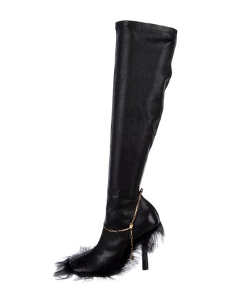 Burberry Leather Chain-Link Accents Sock Boots