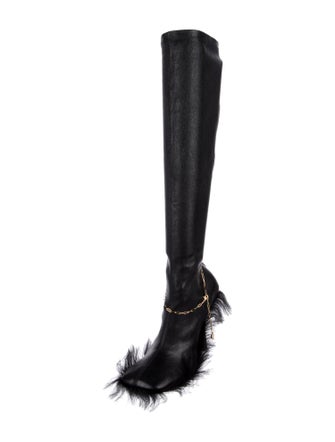Burberry Leather Chain-Link Accents Sock Boots