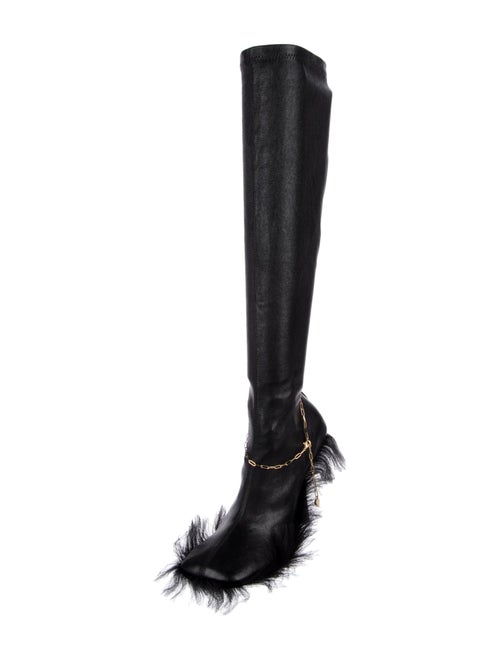 Burberry Leather Chain-Link Accents Sock Boots