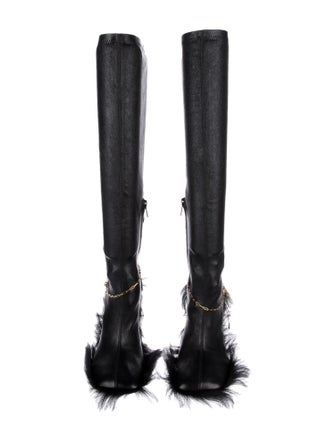 Burberry Leather Chain-Link Accents Sock Boots