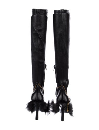 Burberry Leather Chain-Link Accents Sock Boots