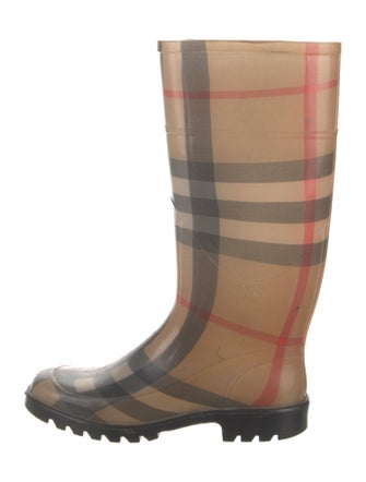 Burberry Rubber Plaid Print Rain Boots