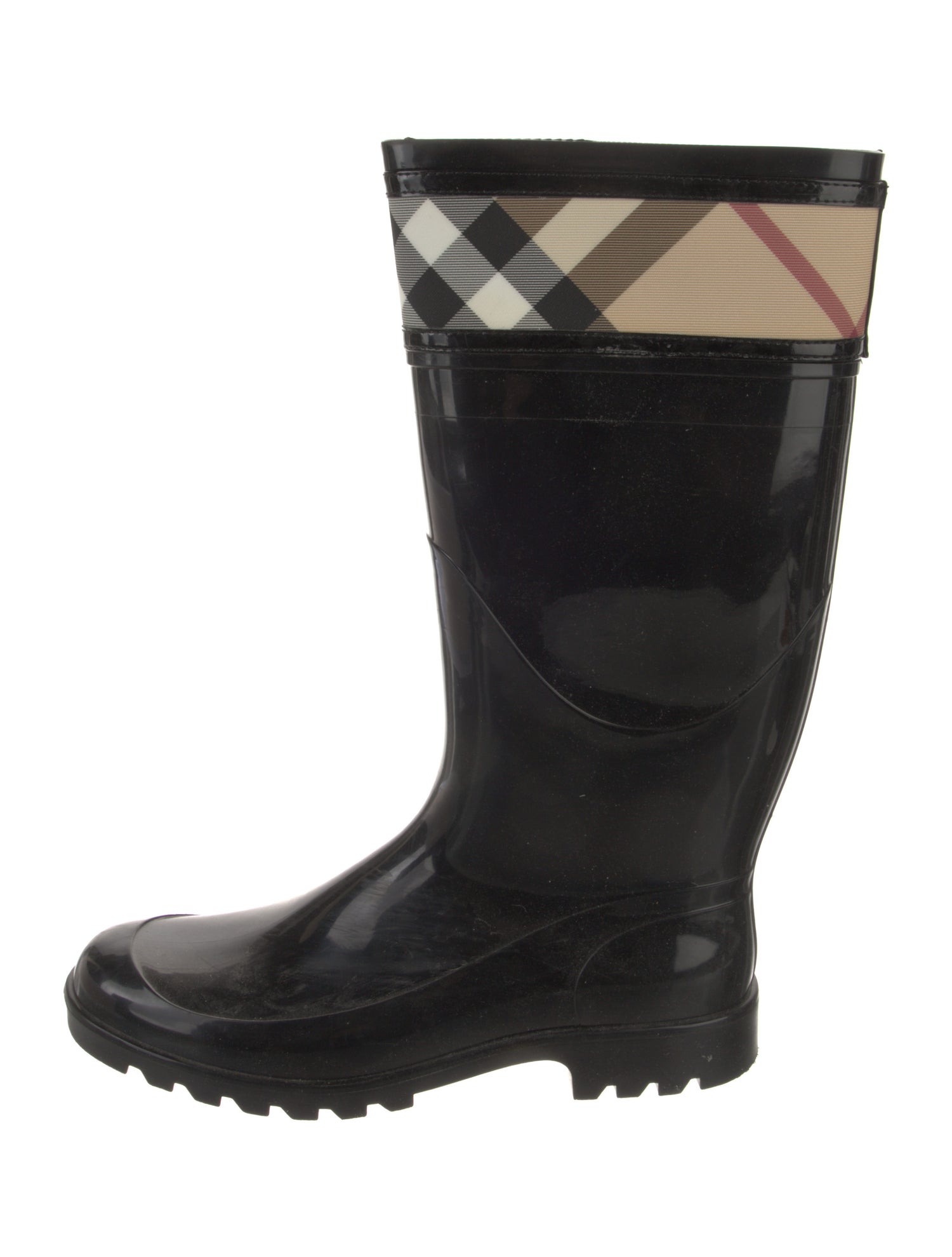 Burberry Rubber Plaid Print Rain Boots