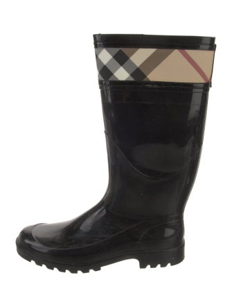 Burberry Rubber Plaid Print Rain Boots