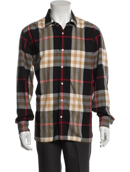 Burberry Plaid Print Long Sleeve Shirt