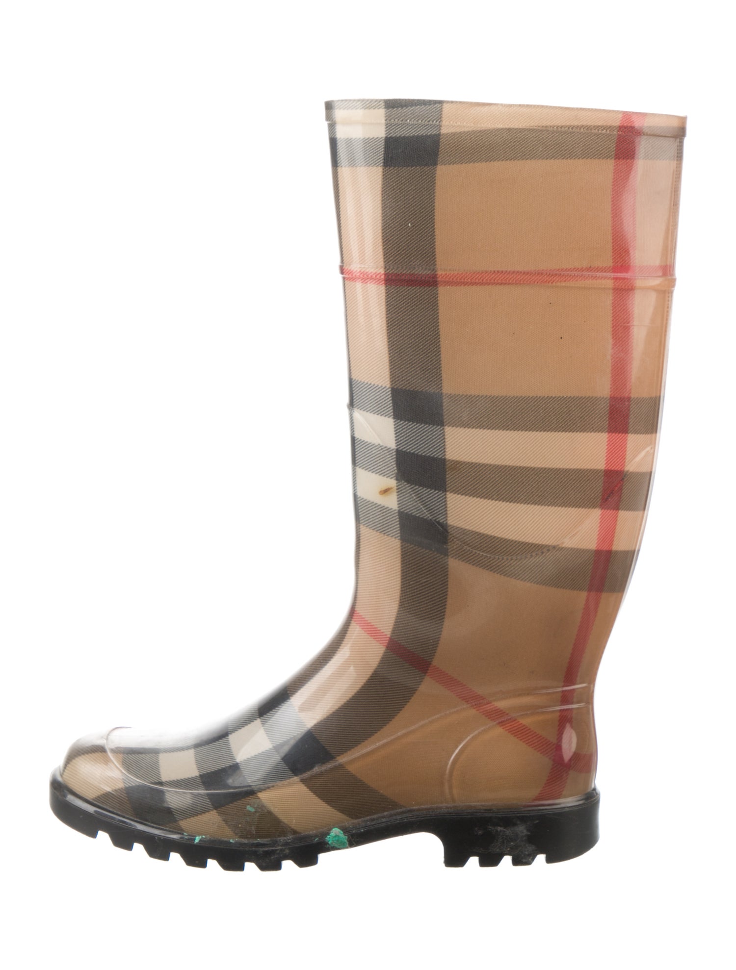 Burberry Rubber Plaid Print Rain Boots