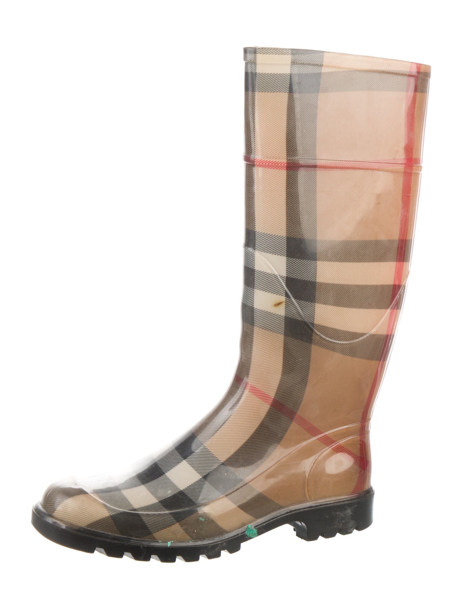 Burberry Rubber Plaid Print Rain Boots