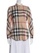 Burberry Plaid Print Long Sleeve Button-Up Top